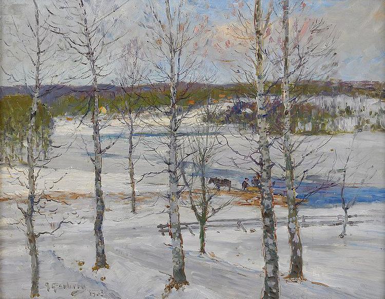 Anton Genberg Winter landscape of Norrland with birch trees China oil painting art